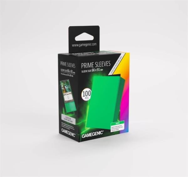 Gamegenic Prime Card Sleeves - Green (66mm x 91mm) (100 Sleeves Per Pack)