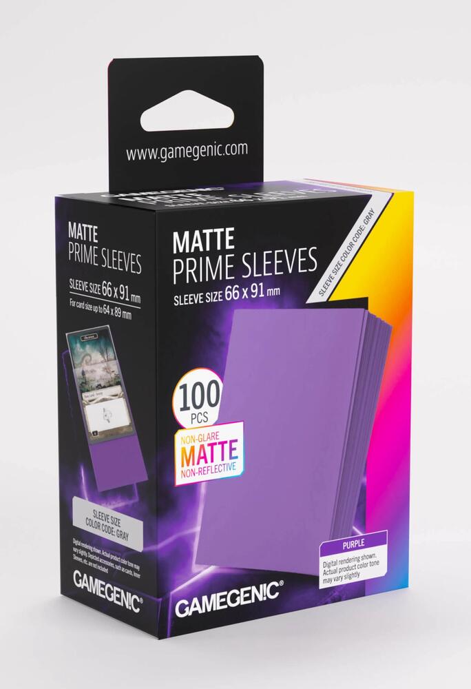 Gamegenic Matte Prime Card Sleeves - Purple (66mm x 91mm) (100 Sleeves Per Pack)