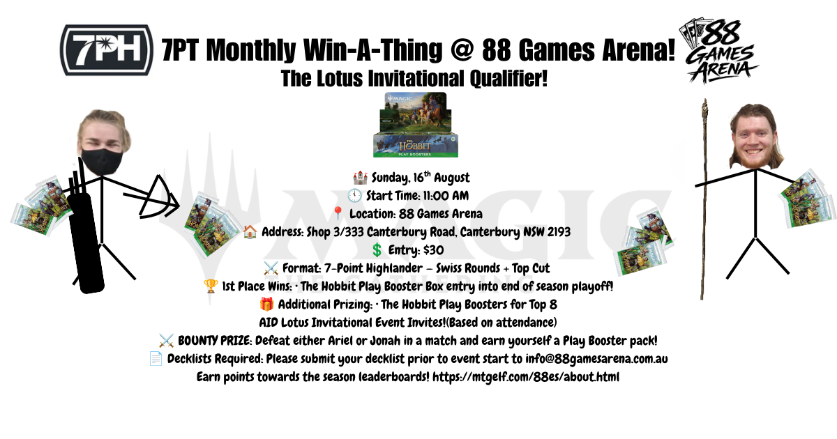7pt Highlander Monthly Win-a-Thing + AID Lotus Invitational
