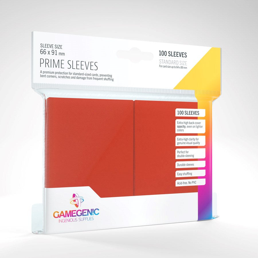 GameGenic Prime Sleeve - Standard Size - Red (100-Pack)