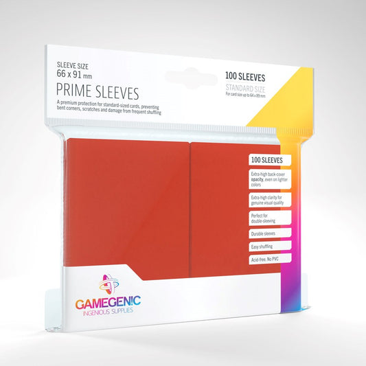 GameGenic Prime Sleeve - Standard Size - Red (100-Pack)