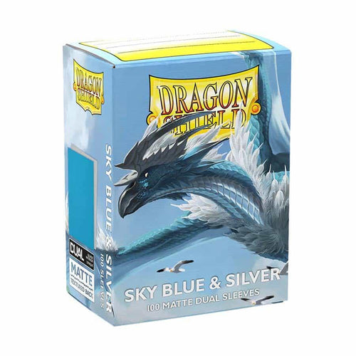 Dragon Shield Dual Matte Standard Sleeves - Sky Blue & Silver (100 Pack) [100]