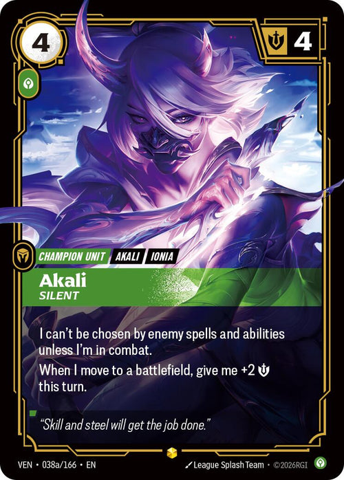 Akali - Silent (Alternate Art) [VEN - 038a/166]