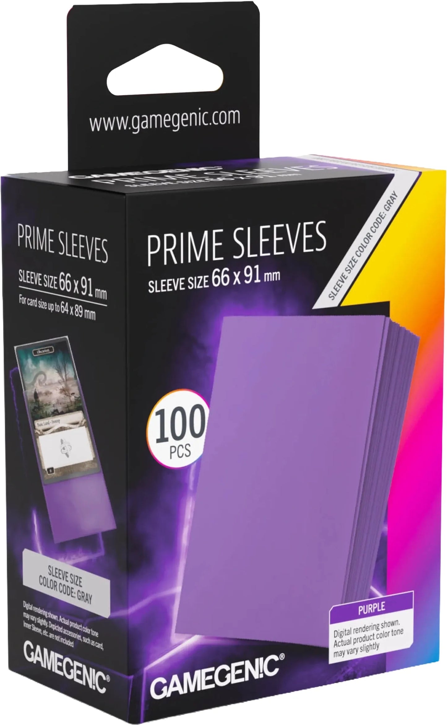 Gamegenic Prime Card Sleeves - Purple (66mm x 91mm) (100 Sleeves Per Pack)