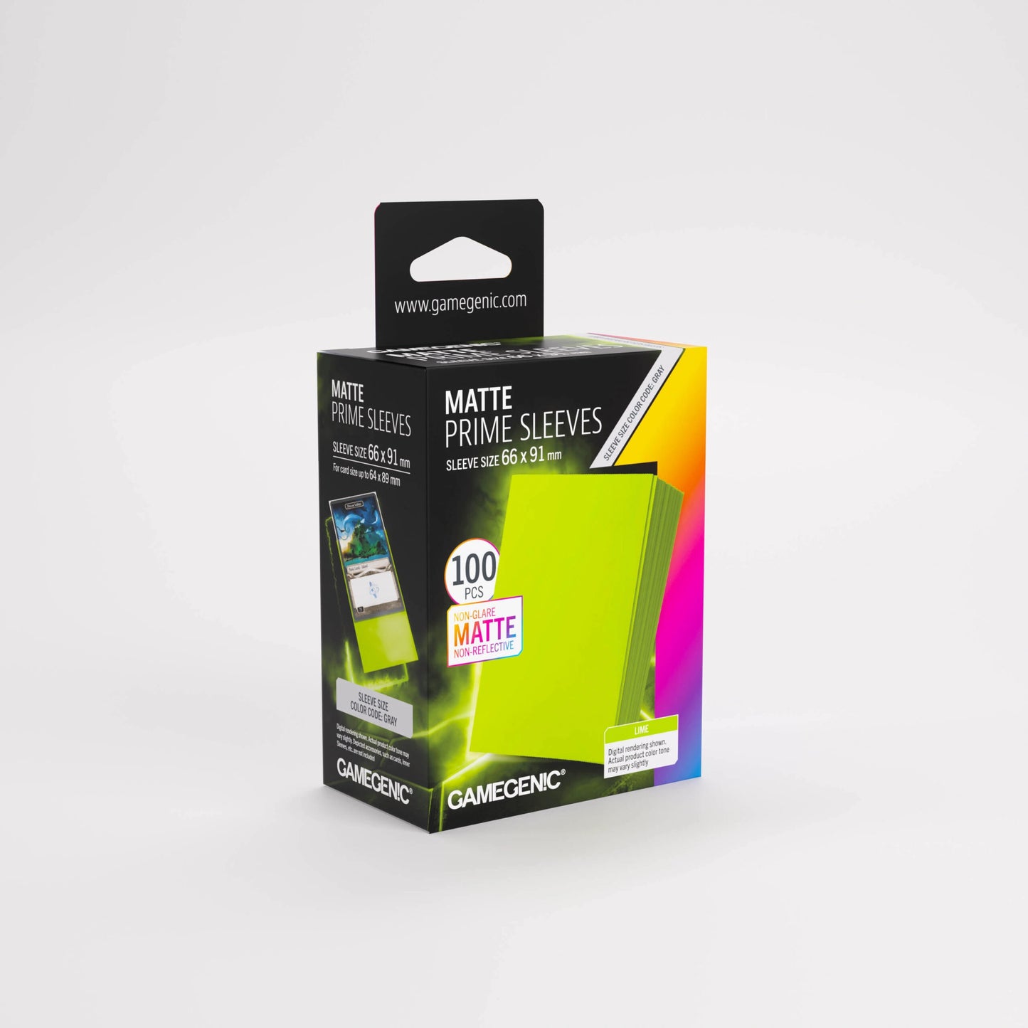 Gamegenic Matte Prime Card Sleeves - Lime (66mm x 91mm) (100 Sleeves Per Pack)