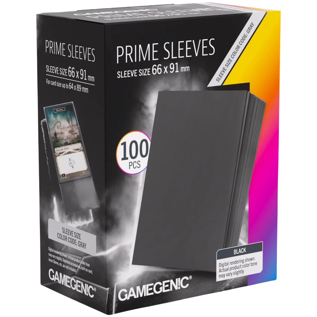 Gamegenic Prime Card Sleeves - Black (66mm x 91mm) (100 Sleeves Per Pack)