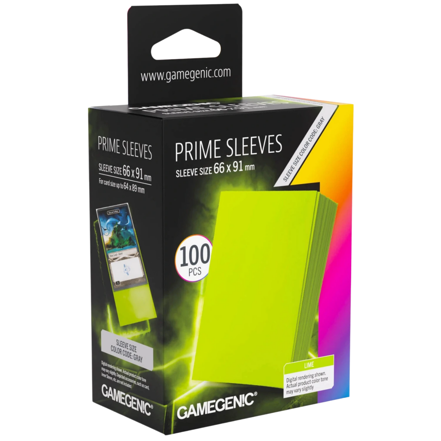 Gamegenic Prime Card Sleeves - Lime (66mm x 91mm) (100 Sleeves Per Pack)
