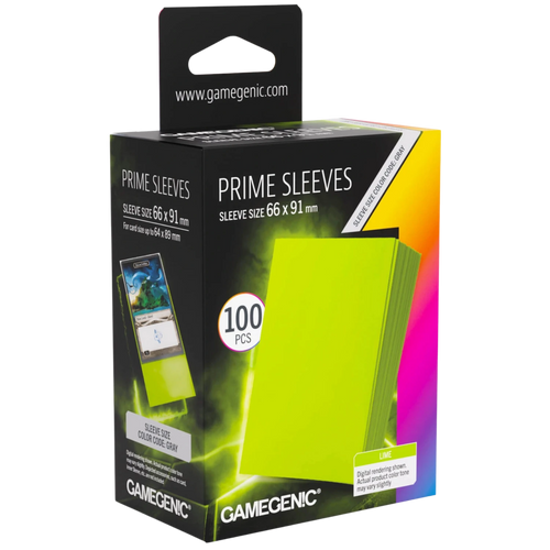 Gamegenic Prime Card Sleeves - Lime (66mm x 91mm) (100 Sleeves Per Pack)