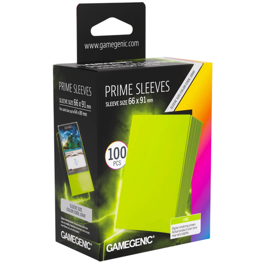 Gamegenic Prime Card Sleeves - Lime (66mm x 91mm) (100 Sleeves Per Pack)