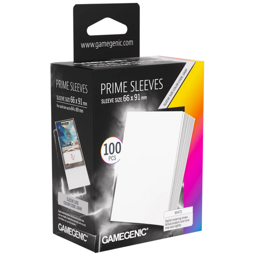 Gamegenic Prime Card Sleeves - White (66mm x 91mm) (100 Sleeves Per Pack)