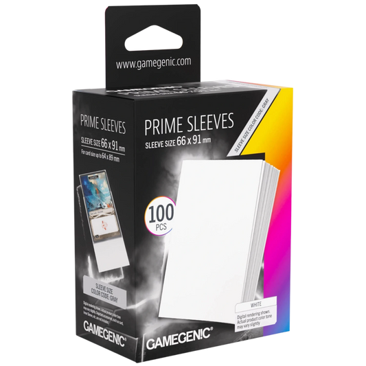 Gamegenic Prime Card Sleeves - White (66mm x 91mm) (100 Sleeves Per Pack)