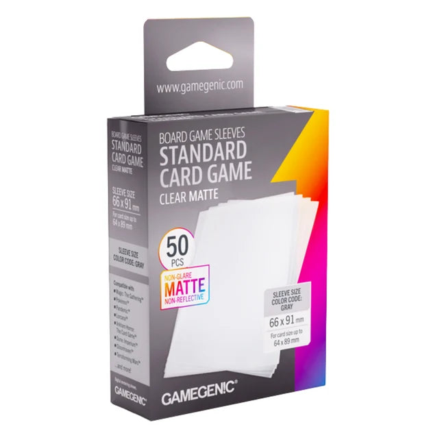 Gamegenic Board Game Card Sleeves - Standard Card Game Clear Matte (66mm x 91mm) (50 Sleeves Per Pack)