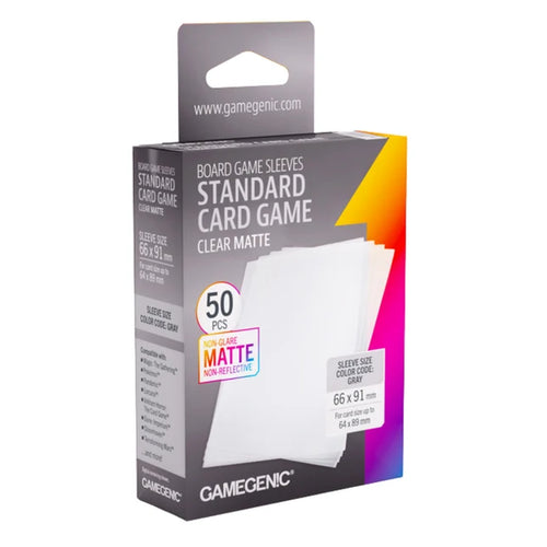 Gamegenic Board Game Card Sleeves - Standard Card Game Clear Matte (66mm x 91mm) (50 Sleeves Per Pack)
