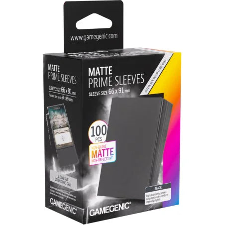 Gamegenic Matte Prime Card Sleeves - Black (66mm x 91mm) (100 Sleeves Per Pack)