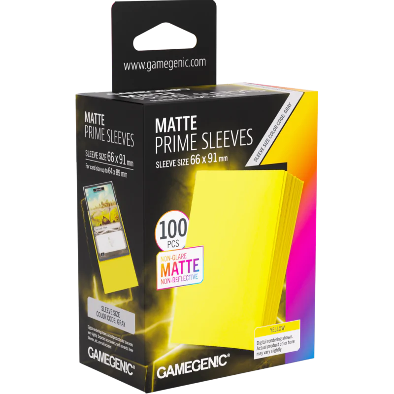 Gamegenic Matte Prime Card Sleeves - Yellow (66mm x 91mm) (100 Sleeves Per Pack)
