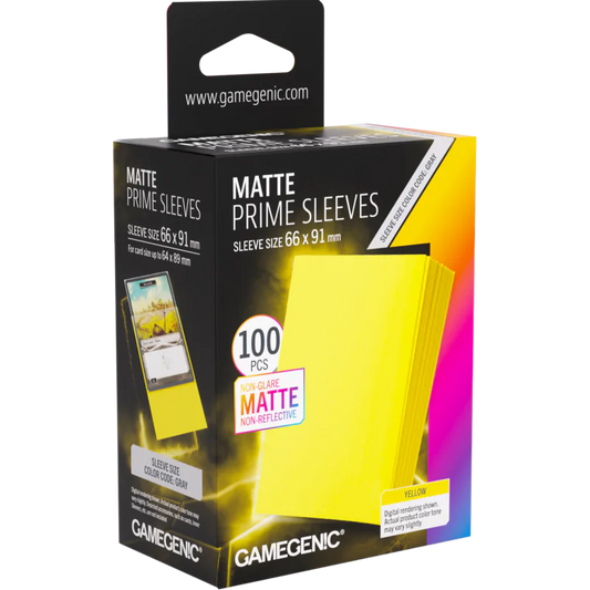 Gamegenic Matte Prime Card Sleeves - Yellow (66mm x 91mm) (100 Sleeves Per Pack)