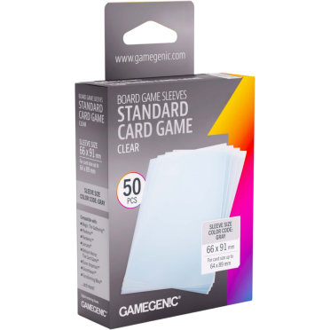 Gamegenic Board Game Card Sleeves - Standard Card Game Clear (66mm x 91mm) (50 Sleeves Per Pack)